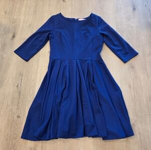 COCOVIU Fit and Flare Blue A-Line 3/4 Sleeve Stretch Dress Size Medium